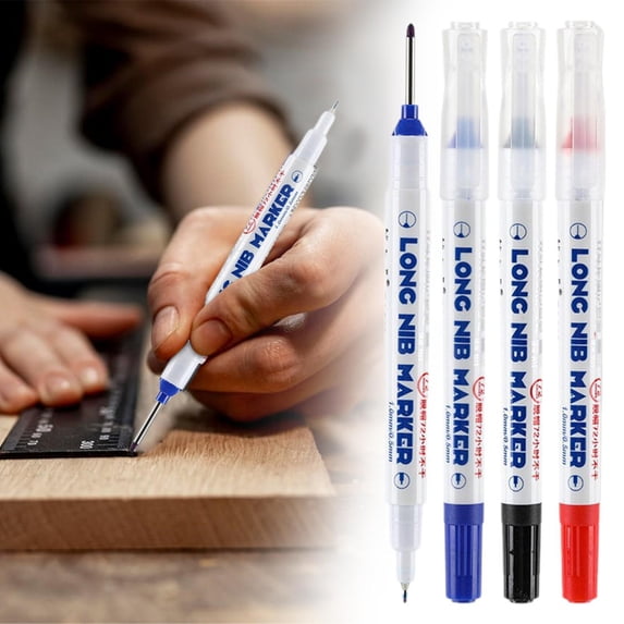 CoreLiving Long Nib Deep Hole Marker Pens, Waterproof Construction Marking Tool with Extended Reach for Metal, Carpenter, Woodworking, Black Ink, 20mm Tip, 1-Pack