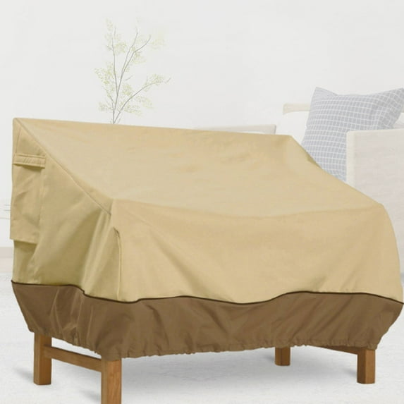 CoreLiving Loveseat Outdoor Cover, Patio Furniture Covers, Waterproof Sofa Cover, Heavy Duty Outdoor Couch Cover for 2-Seater Patio Loveseat, Beige Brown All-Weather Protection