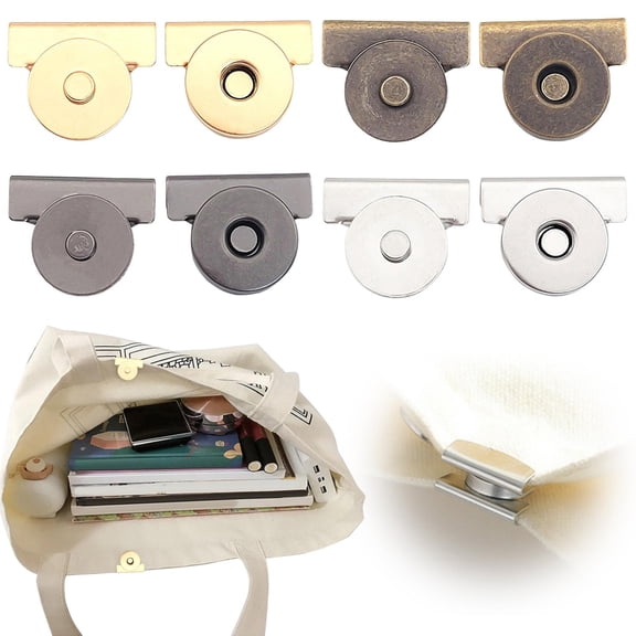 CoreLiving Magnetic Buttons for Bags, Metal Seamless Magnetic Purse Closure Clasps for Handbags and Totes, No-Sewing Snap Fasteners for DIY Craft Projects, 1 Set