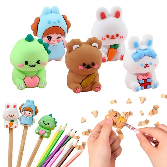 CoreLiving Manual Pencil Sharpener Cartoon Bunny Shape Portable Handheld Sharpener for Coloring Pencils Cute Small Sharpening Tool Single Unit