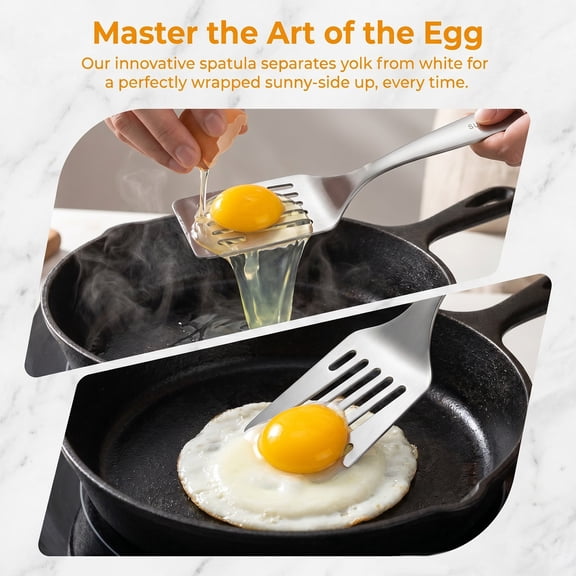 CoreLiving Metal Spatula Stainless Steel Cooking Turner Heat Resistant Kitchen Utensil Slotted Flipper For Fish Eggs Pancakes And Grill Use
