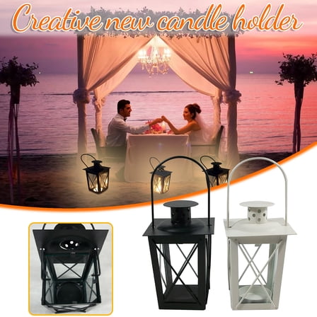 CoreLiving Mini Lantern & Hanging Candle Holder, Black Tealight Lantern Candle Holder, Faroles Para Velas, Decorative Hanging Tea Lights for Wedding Centerpiece, Birthday Party, Spa Relaxing Setting