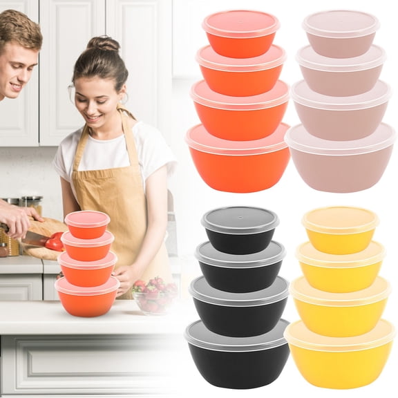 CoreLiving Mixing Bowls with Lids Set, 4Pcs Airtight Food Storage Containers for Meal Prep, Leakproof Plastic Kitchen Bowls for Baking, Microwave Safe