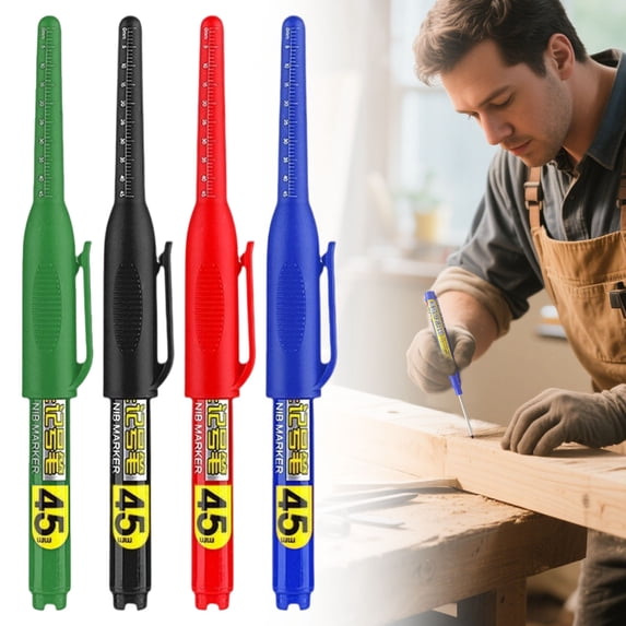 CoreLiving Multi-purpose Deep Reach Marker Pens Long Nip Permanent Marker for Wood, Metal, Plastic, Glass, Quick Dry Ink, Waterproof, 45mm Long Head for Precise Marking, 1 Pack