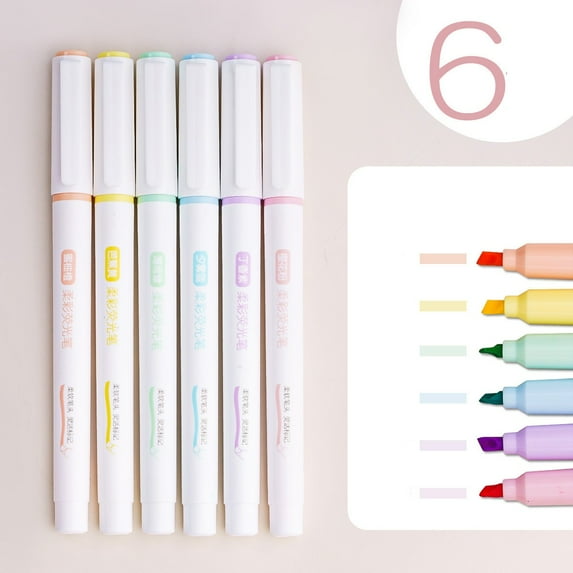 CoreLiving Pastel Highlighters Set, No Bleed Chisel Tip Cute Highlighters for Bible Journaling & Study, Assorted Pastel Colors, Fast Dry for Thin Paper, Office & Planner Supplies, 6 Pack
