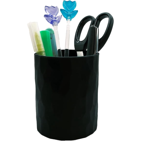 CoreLiving Pen Holder for Desk - Minimalist Nordic Style Silicone Waterproof Pencil Cup Holder, Simple Modern Multifunctional Desk Organizer for Office Supplies & Makeup Brushes, Black