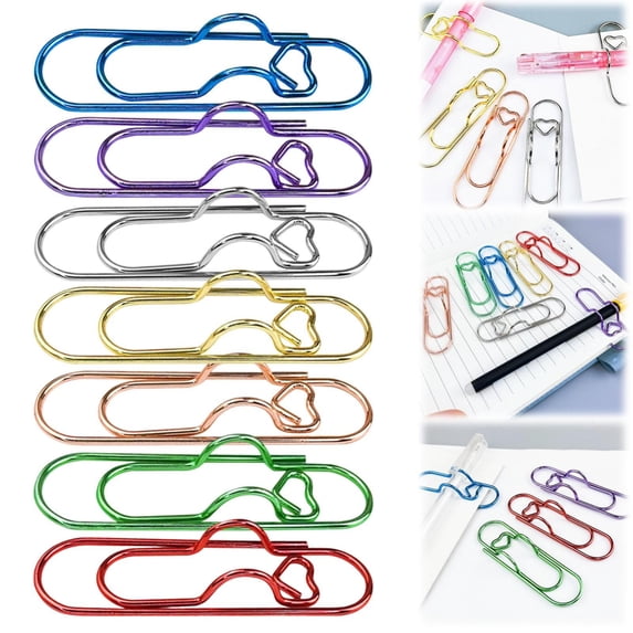 CoreLiving Pen Holder for Notebooks – Heart-Shaped Metal Paperclip Pen Clips, Soft Red Journal Accessories for Planners & Daily Writing Supplies, 6 Pieces