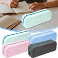thumbnail image 1 of CoreLiving Pencil Holder Case, Solid Color Silicone Waterproof Pencil Pouch with Zipper, Portable Pen Pouch for Office College Supplies, Aesthetic Pink Cable Organizer Bag, 1 of 8