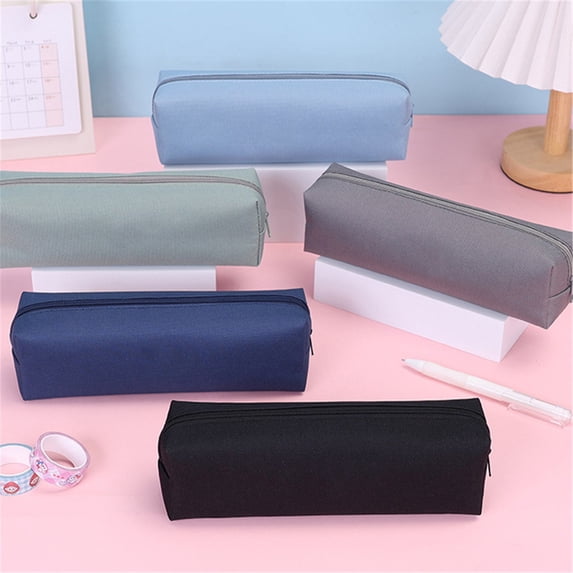CoreLiving Pencil Pouch Water Resistant Canvas Portable Pencil Bag with Handle Simple Aesthetic Office Pen Case for Adults Large Capacity