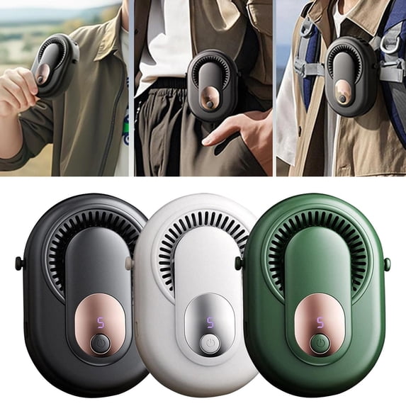 CoreLiving Personal Portable Mini Bladeless Fan, Wearable Clip On Fan for Shirt and Waist, 5-Speed Adjustable Silent Electric Cooling Fan for Travel and Office, 1 Pack