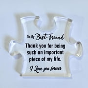 CoreLiving Personalized Home Decor Acrylic Puzzle Piece Best Friends Forever Gift with Inspirational Quote Adorable Bestie Present for Birthday Christmas