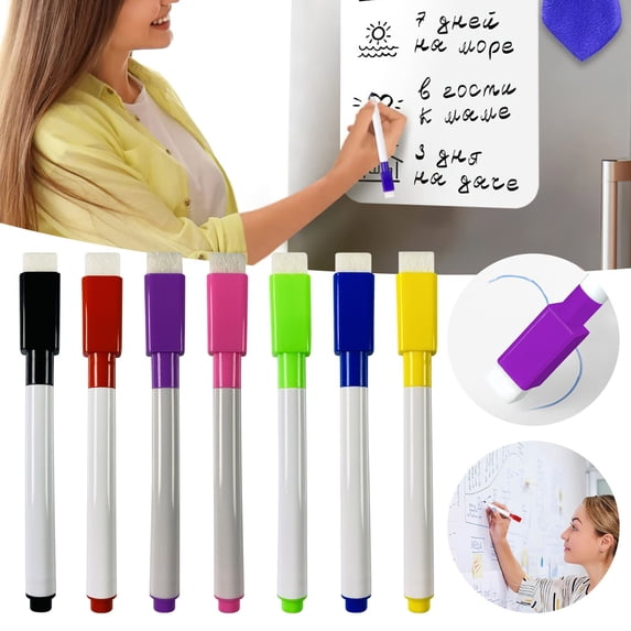 CoreLiving Pink Dry Erase Markers Fine Tip with Magnetic Eraser Cap, Skinny White Board Markers Bulk for Precise Lines and Clean Removal, 1 Count Set
