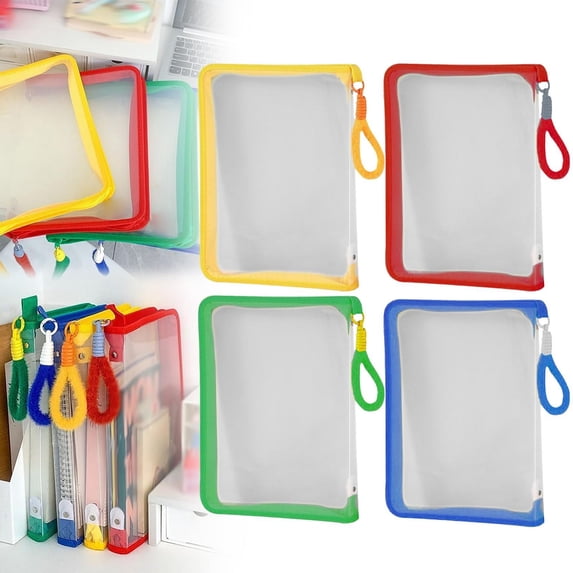 CoreLiving Plastic File Folders with Zipper and Handle, Upgraded Thickened Waterproof Clear Zipper Pouches for Document Storage, Puzzle Folder, Mesh Bags with Zipper for Building Blocks