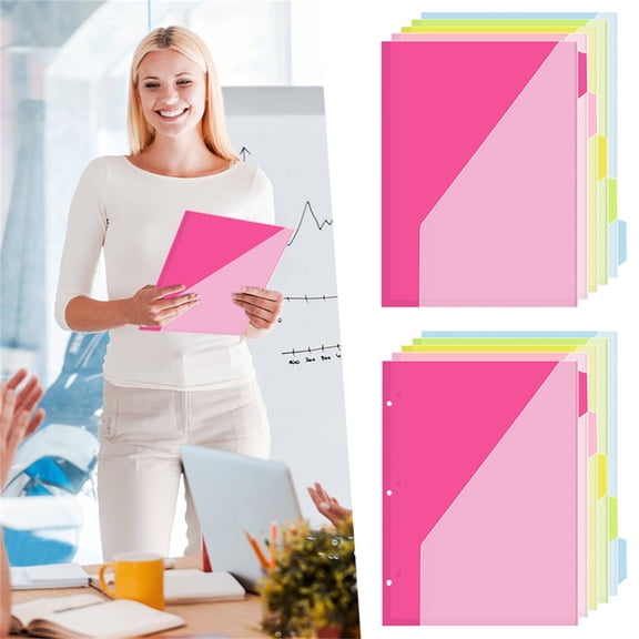 CoreLiving Plastic No Ring Binder Dividers with 5 Tabs, Write & Erase Index Dividers for Letter Size Notebooks, 1/5 Cut with No Hole Punch for Organization, 5 Pack