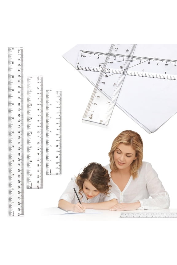 Plastic Ruler Straight Edge Clear Acrylic Measuring Tool with Centimeters and Inches for Home Office Drawing and Crafting, 6 Inch (Single)