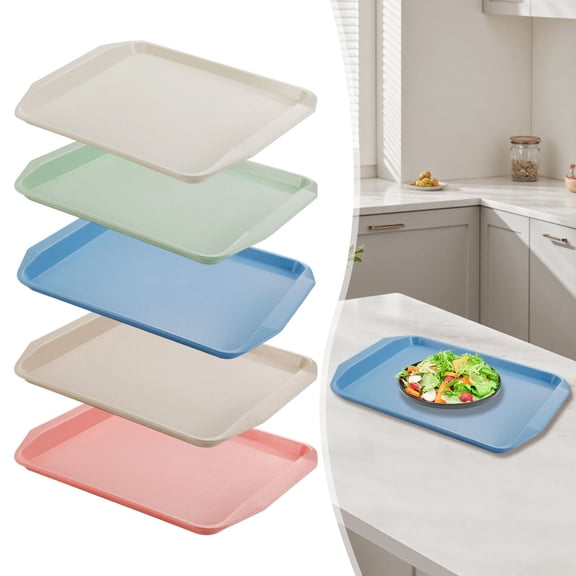 CoreLiving Rectangular Wheat Straw Food Tray, Versatile Cafeteria Style Serving Platter, Eco Friendly Lightweight Dining Tray for Home Party and Restaurant