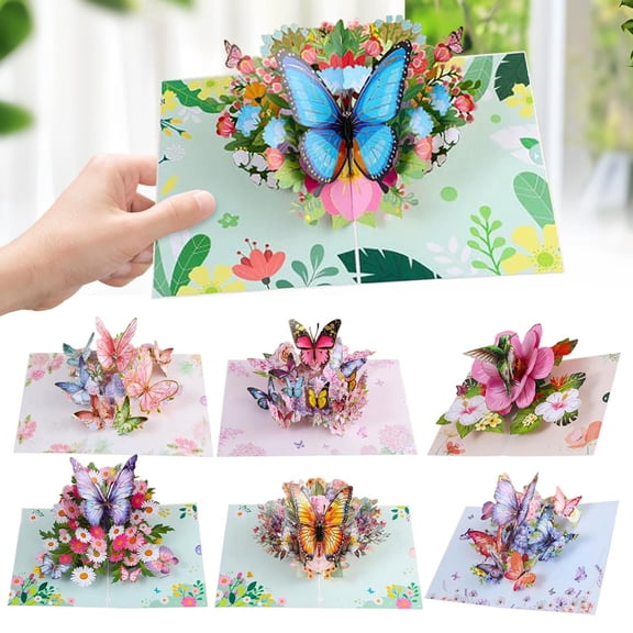 CoreLiving Pop Up Card Butterfly Flower 3D Greeting Card with Envelope for Mom Birthday Mother Day Sister Wife Daughter Anniversary Valentines Day Handmade Foldable Celebration Card