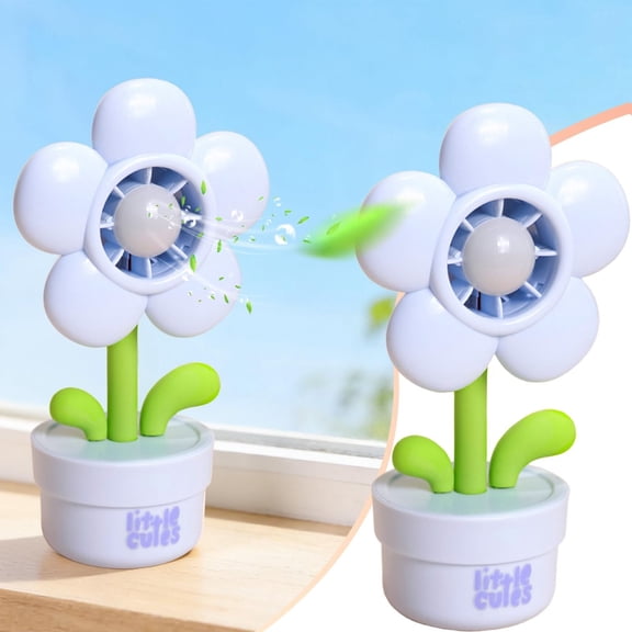 CoreLiving Portable Handheld Fan, Charming Flower Pot Shape Personal Desk Fan with Stable Performance, USB Rechargeable Cooling Fan for Bedroom, Beach and Outdoor