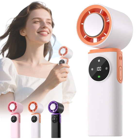 CoreLiving Portable Handheld Fan with Ice Cooling, 199 Levels Stepless Speed and 20000RPM Turbo Power, 6000mAh Rechargeable Personal Mini Fan for Travel, 1 Count