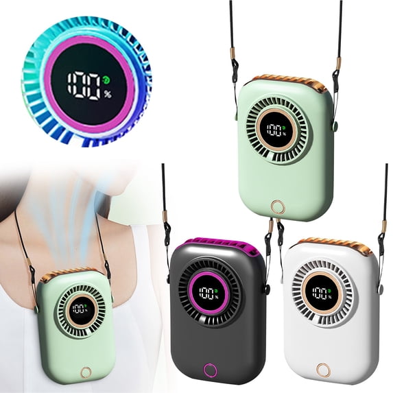 CoreLiving Portable Neck Fan, Hands Free Personal Cooling Fan with Adjustable Lanyard and Hidden Bracket, USB Rechargeable Bladeless Mini Fans for Travel, Black