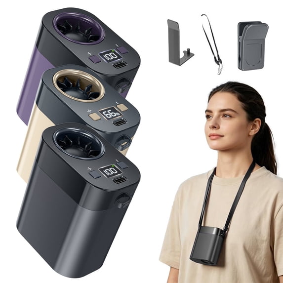CoreLiving Portable Waist Fan and Personal Clip on Fan, 3 Speeds Strong Airflow Rechargeable Battery Powered Hands Free Wearable Body Fan for Outdoor Work, Grey