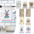 thumbnail image 1 of CoreLiving Primitive Easter Decor Bunny Hand Towels Lovely Rabbit Egg Dish Towel Set Absorbent Reusable Washable Polyester Drying Cloths for Spring Farmhouse Bathroom Kitchen Decor 24x16 Inch, 1 of 9