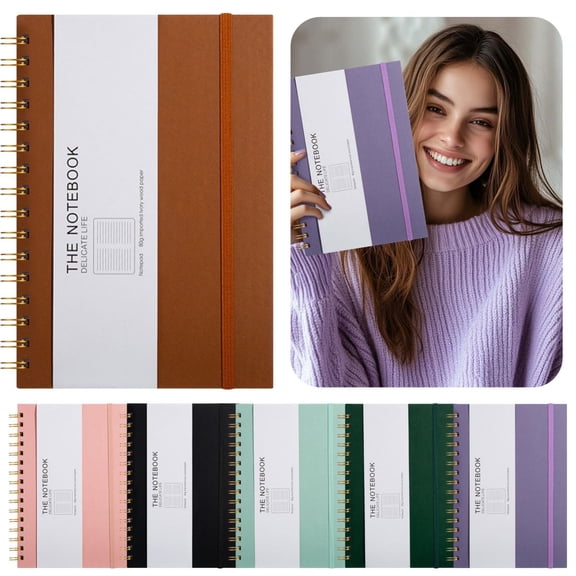 CoreLiving Professional A5 Spiral Journal Notebook Hardcover College Ruled Lined 200 Pages 6.3"x8.6" for Writing Taking Notes at Work Women Men Purple