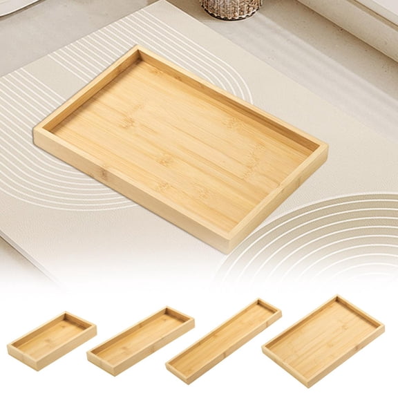 CoreLiving Rectangular Bamboo Serving Tray with Handles, Large Wood Food Tray for Ottoman, Breakfast in Bed, Coffee Table Decor, Snacks and Drinks