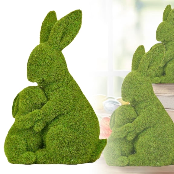 CoreLiving Resin Moss Bunny Figurine Spring Decor Sitting Rabbit Statue for Easter Decorations for Home Garden Porch Table Top Shelf Centerpiece