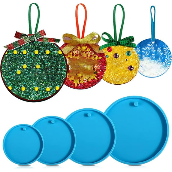 CoreLiving Resin Ornaments Molds for Epoxy Resin, 1-Pack Silicone Christmas Molds for Crafting DIY Keychains, Pendant and Christmas Tree Decorations