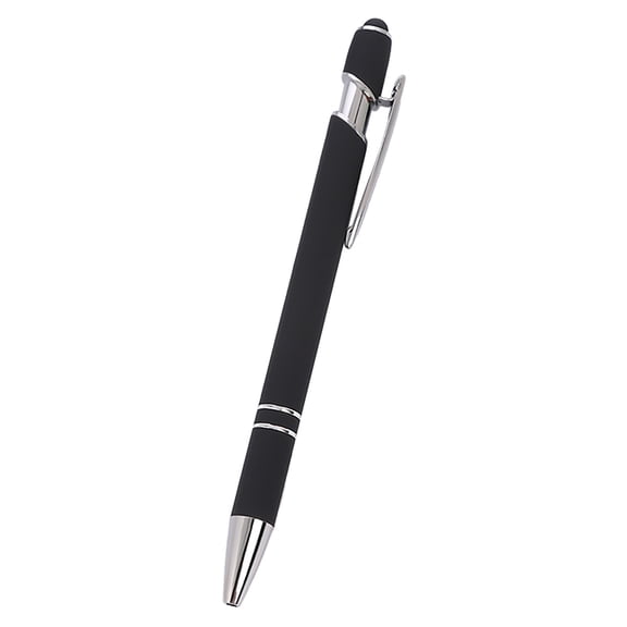 CoreLiving Retractable Ballpoint Pen with Stylus Tip, 2-in-1 Metal Pen for Touch Screen Devices and Writing, 1.0mm Black Ink, 1-Count