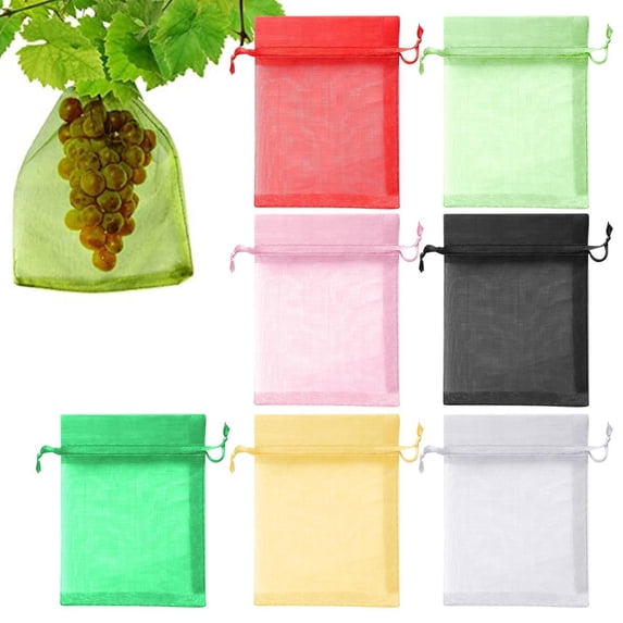 CoreLiving Reusable Produce Bags, Green Mesh Bags for Fruits and Vegetables with Drawstring, Garden Netting Pest Barrier for Raised Beds, Plant Covers from Birds and Insects