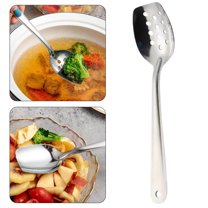 CoreLiving Roux Spoon & Stainless Steel Slotted Spoon, 10 Inch Heavy Duty Metal Cooking Spoon with Flat Bottom, Dishwasher Safe Kitchen Utensil for Cooking, Buffet and Party Serving