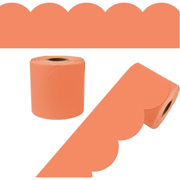 CoreLiving Scalloped Edge Bulletin Board Borders, Orange Decorative Trimmers for Enhancing Whiteboard Cork and Posterboard, Office Party or Classroom Decor Roll