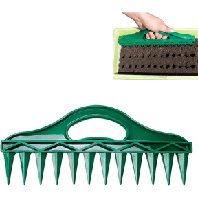 CoreLiving Seed Planter Tool, 12-Hole Fixed-Spacing Garden Dibber and Seed Spreader, Hand-Depth Control Hole Digger for Plants and Raised Beds, 1-Pack Set