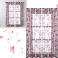 thumbnail image 1 of CoreLiving Sheer Curtains, Pink Floral Embroidered Curtains with Leaf Print, Faux Linen Voile Window Panels for Living Room, Bedroom, Kitchen, Bathroom, Cottagecore Decor, Rod Pocket, 1 of 9