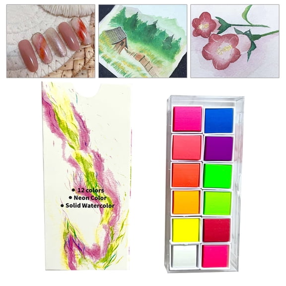 CoreLiving Shifting Watercolor Painting Set with Metallic Shimmer Glitter Effect, Dunhuang Style Solid Paint Palette, Professional Art Supplies for Adults, 12 Colors