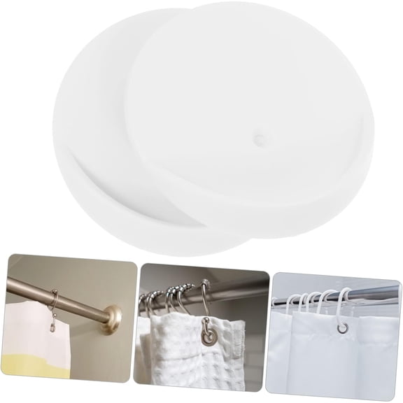 CoreLiving Shower Curtain Rod Holders Adhesive Wall Mount Brackets No Drilling Installation for Tension Rods Heavy Duty White 2 Pack