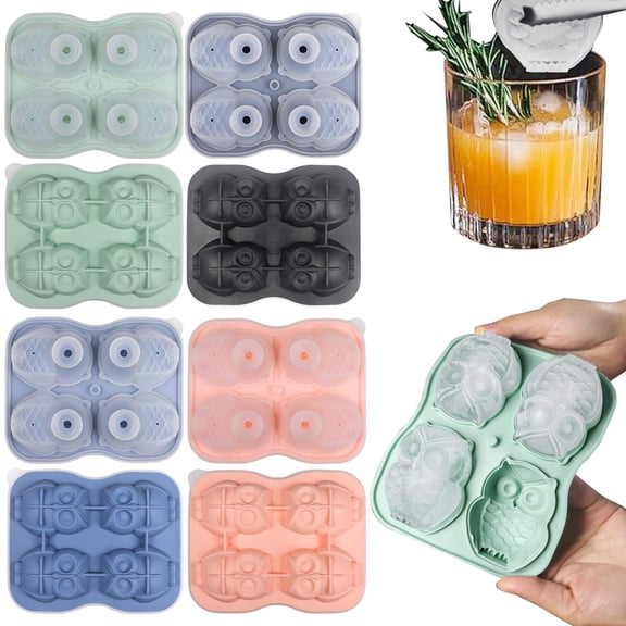 CoreLiving Silicone Owl Ice Cube Mold, Fun Owl Shaped Ice Cube Trays for Whiskey Cocktails, Large Slow Melting Reusable Green Flexible Ice Sphere Maker, 1 Count