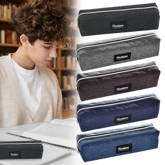 CoreLiving Small Pencil Case Zipper Pouch Cute Pen Bag Canvas Coin Purse Cosmetic Pouch Multi-purpose Pencil Pouch Stationery Organizer for Purse Coffee