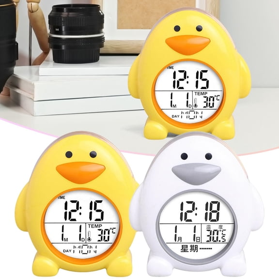 CoreLiving Small Penguin Digital Alarm Clock for Bedrooms, Desktop Smart Clock with Calendar and Temperature Display, Battery Operated for Heavy Sleepers, 1 Piece