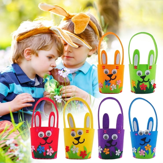 CoreLiving Small yet Charming Felt Easter Basket with Handle - Ideal for Intimate Egg Hunts & Delightful Gift Wrapping for All Your Easter Celebrations