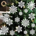 thumbnail image 1 of CoreLiving Snowflake Christmas Ornaments Bulk - White Plastic Hanging Snowflake Decorations for Holiday Winter Christmas Tree Party Supplies, 36 Pack, 1 of 6