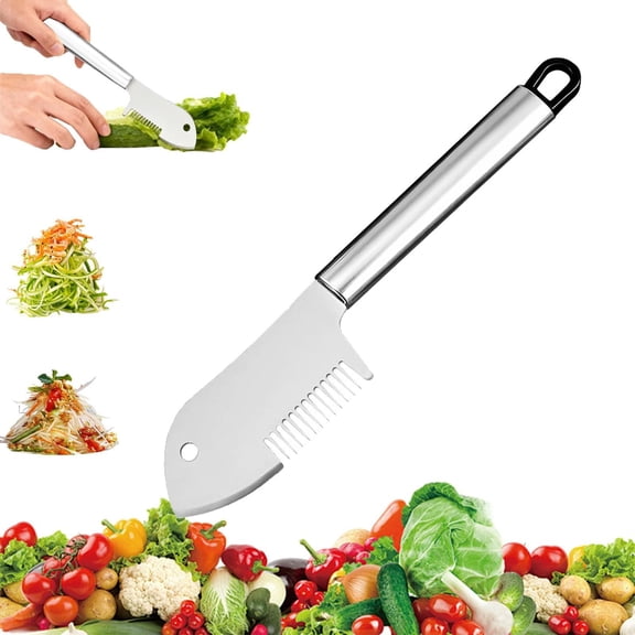 CoreLiving Stainless Steel Multi-Purpose Julienne Peeler, 2-in-1 Green Onion Cutter and Vegetable Slicer, Precision Julienne Blade Kitchen Shredder Tool