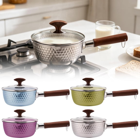 CoreLiving Stainless Steel Saucepan with Tempered Glass Lid, Nonstick Ceramic Interior Sauce Pan, Induction Compatible Cooking Pot for All Stovetops, 1-Piece Set