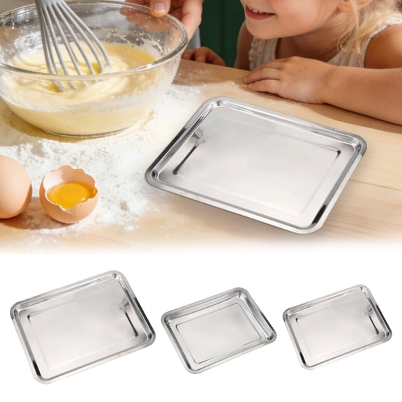 CoreLiving Stainless Steel Serving Platter, Rectangular Metal Dinner Plate with Sturdy Handles, Elegant Decorative Organizer Tray for BBQ Dining Party