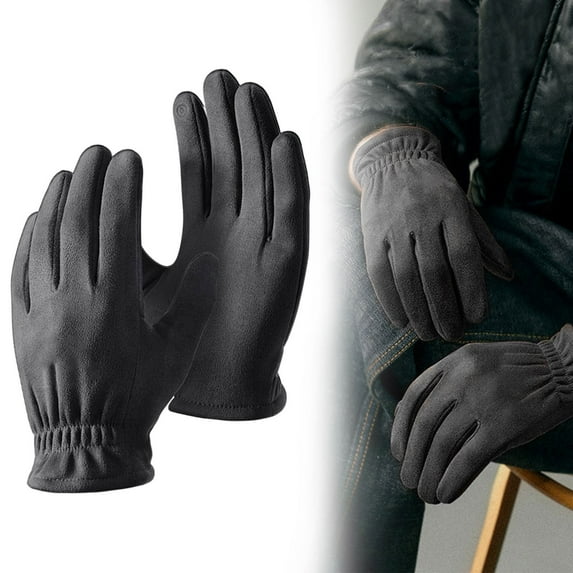 CoreLiving Suede Leather Gloves for Men with Warm Wool Lining, Flexible Insulated Winter Gloves for Outdoor Work, Snow Removal, and Cold Weather Driving