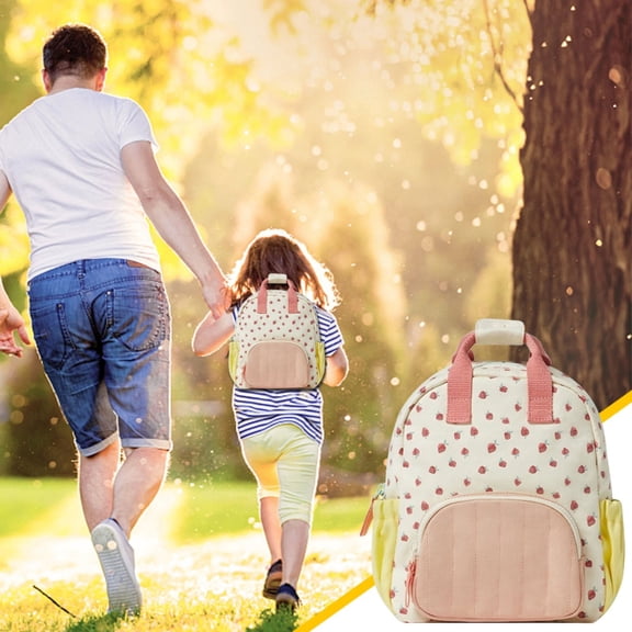 CoreLiving Toddler Mini Strawberry Backpack for Girls 2-4 Years Pink Preschool Small Diaper Bag for Daycare Travel Toddler Bag for Toddlers Tiny Cute Lightweight Daypack with Adjustable Straps
