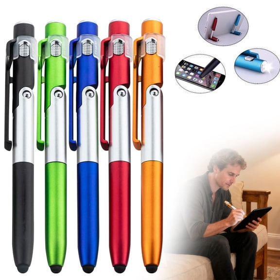 CoreLiving Universal Stylus Pen for Touch Screens, 3-in-1 Multi-Function Pen with Ballpoint Ink Pen and LED Flashlight Tool for iPad Pro Mini Air Tablet Android, 1 Count