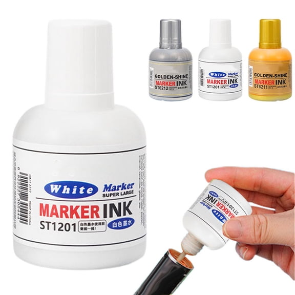 CoreLiving White Color Refill Stamp Ink Bottle, Versatile Refill for Self-Inking Stamps, Stamp Pads, and Notary Supplies, Features a Controlled Tip for Clean Application, 0.67 oz